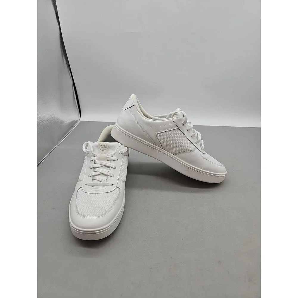 Kizik Oslo Sneakers Men's Size 8 Optic White Leather Mesh Hands Free Shoes EUC‎